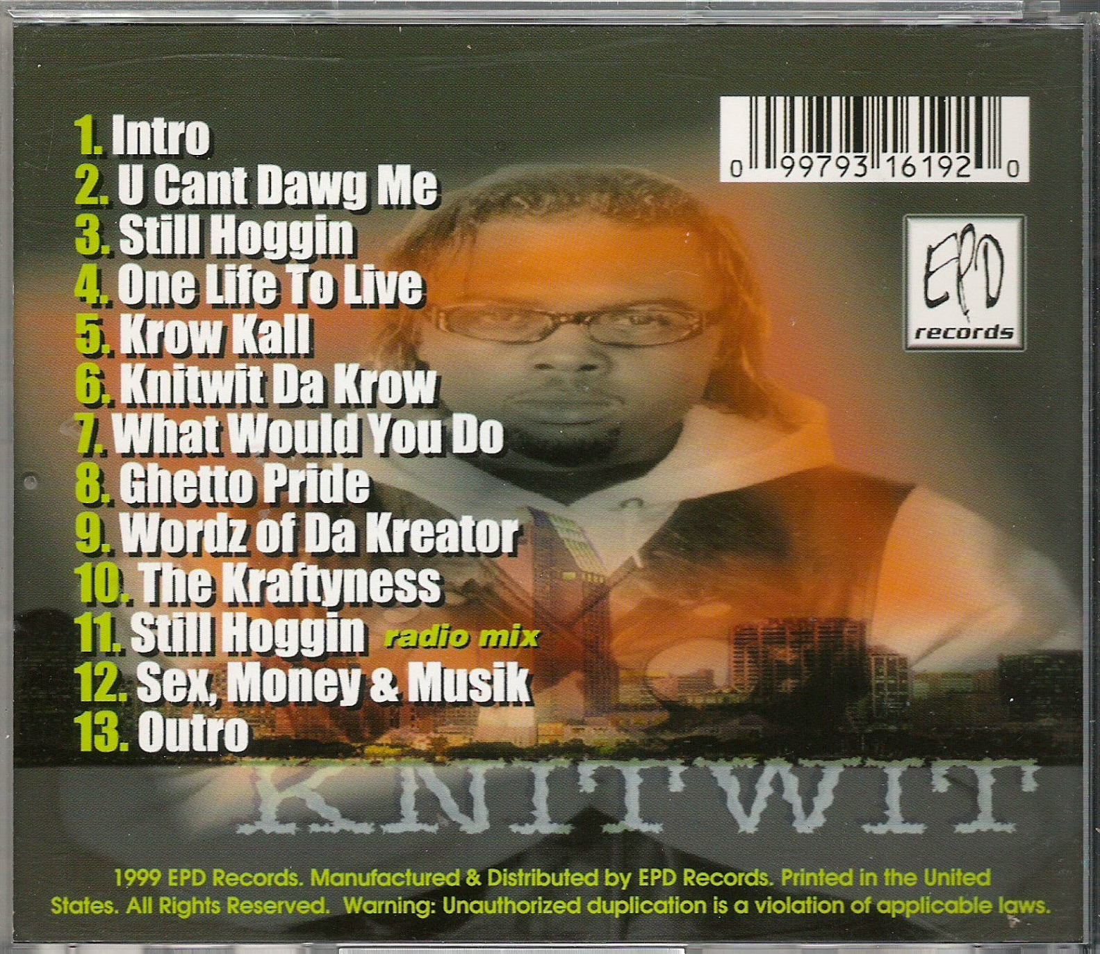 Da Krow by Knitwit (CD 1999 EPD Records) in San Diego | Rap - The